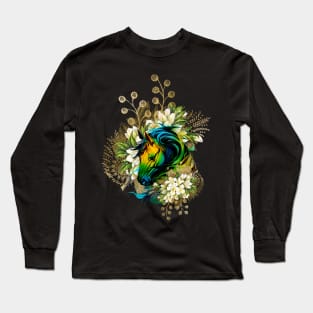 Wonderful colorful horse with flowers Long Sleeve T-Shirt